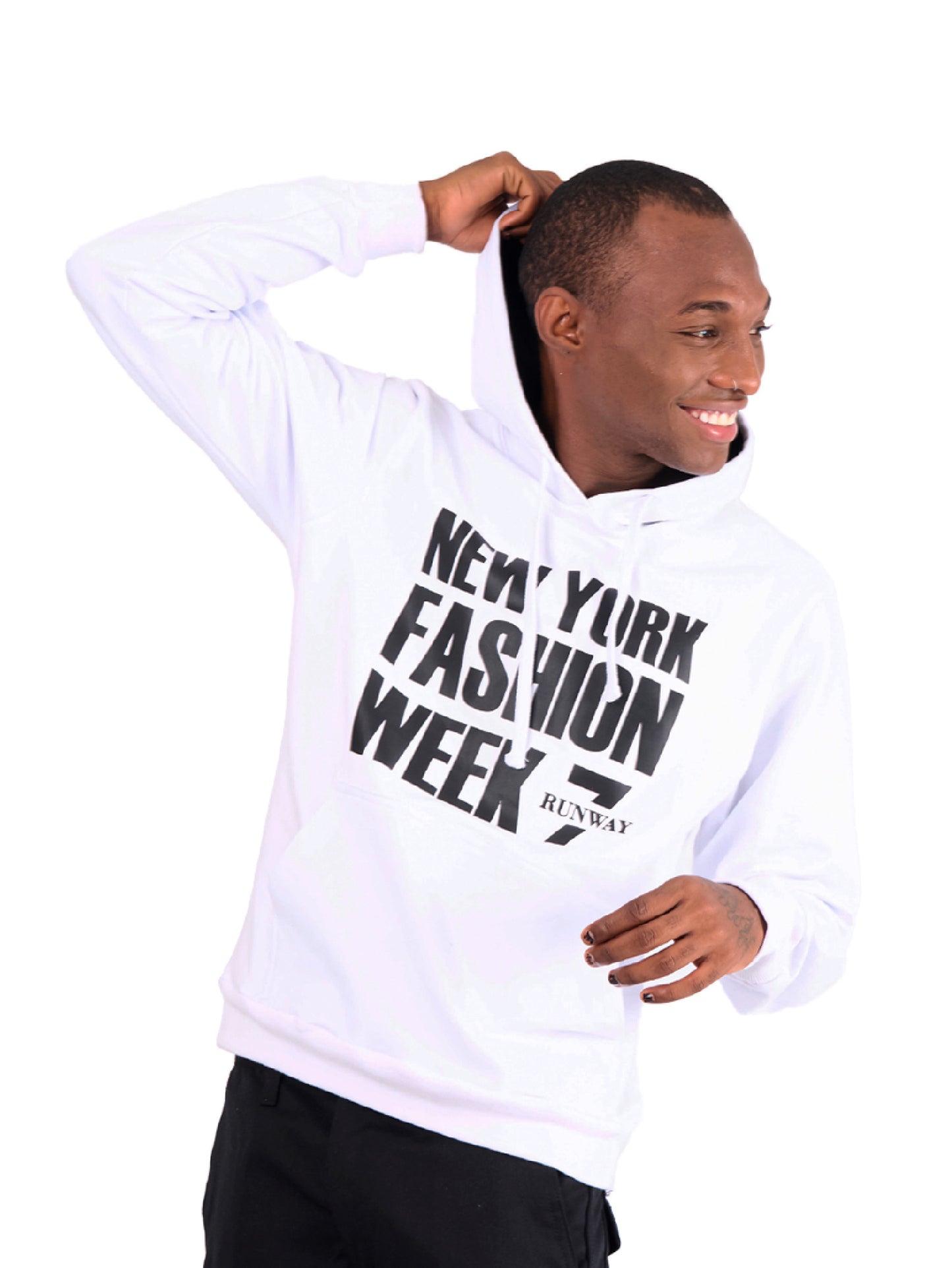 NYFW WHITE PULL OVER HOODIE