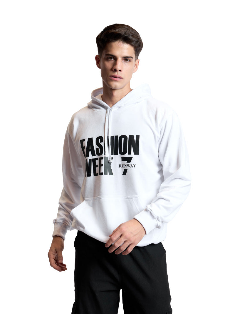 FASHION WEEK WHITE PULL OVER HODDIE
