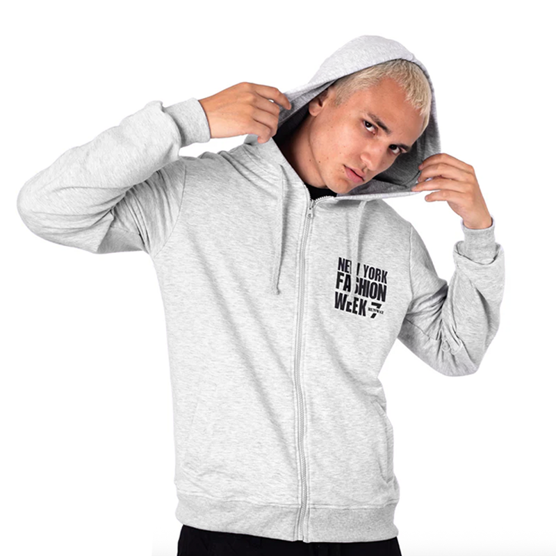 NYFW MELANGE ZIP UP HODDIE