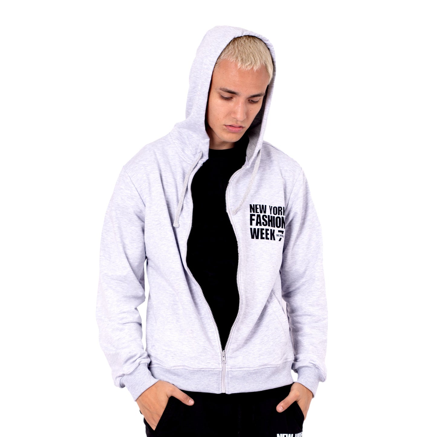 NYFW MELANGE ZIP UP HODDIE