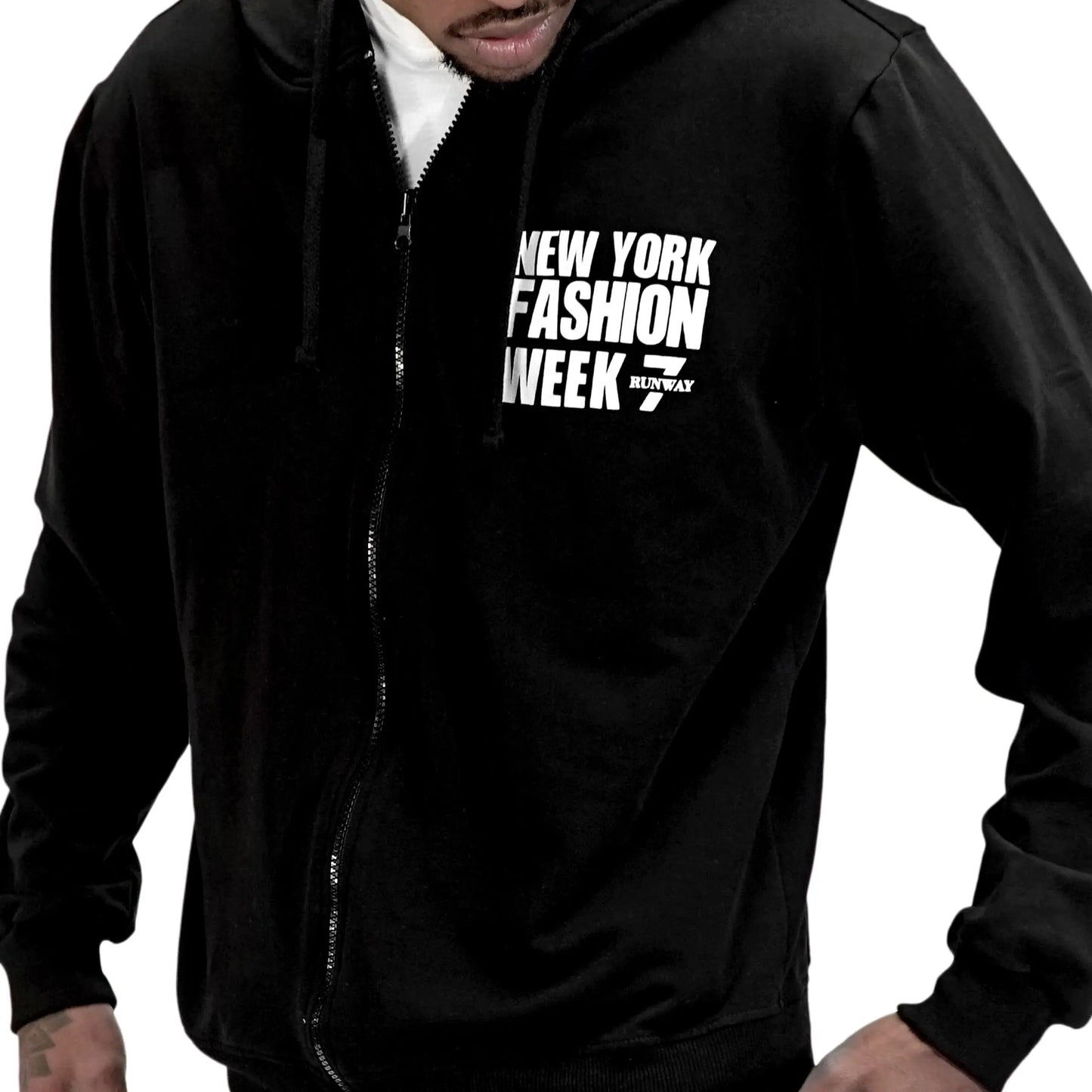 NYFW BLACK ZIP UP HODDIE