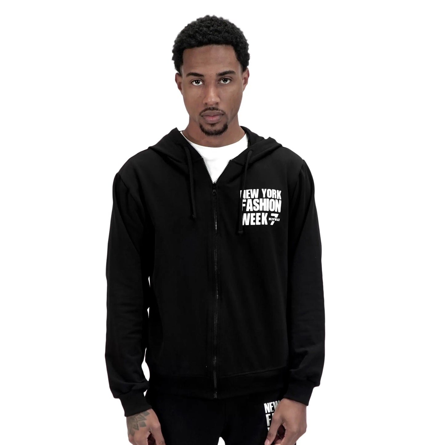 NYFW BLACK ZIP UP HODDIE