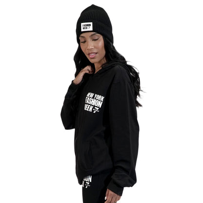 NYFW BLACK ZIP UP HODDIE